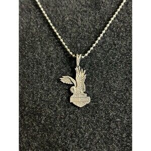Harley Davidson .925 Silver Eagle And Bar and Shield Pendant Necklace J148